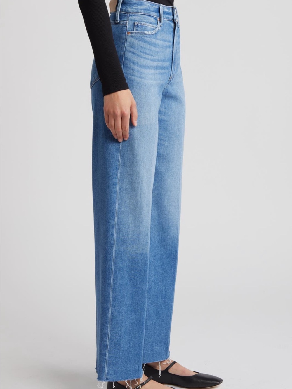 Paige Anessa high waist raw hem wide leg jeans - Picture 3 of 7